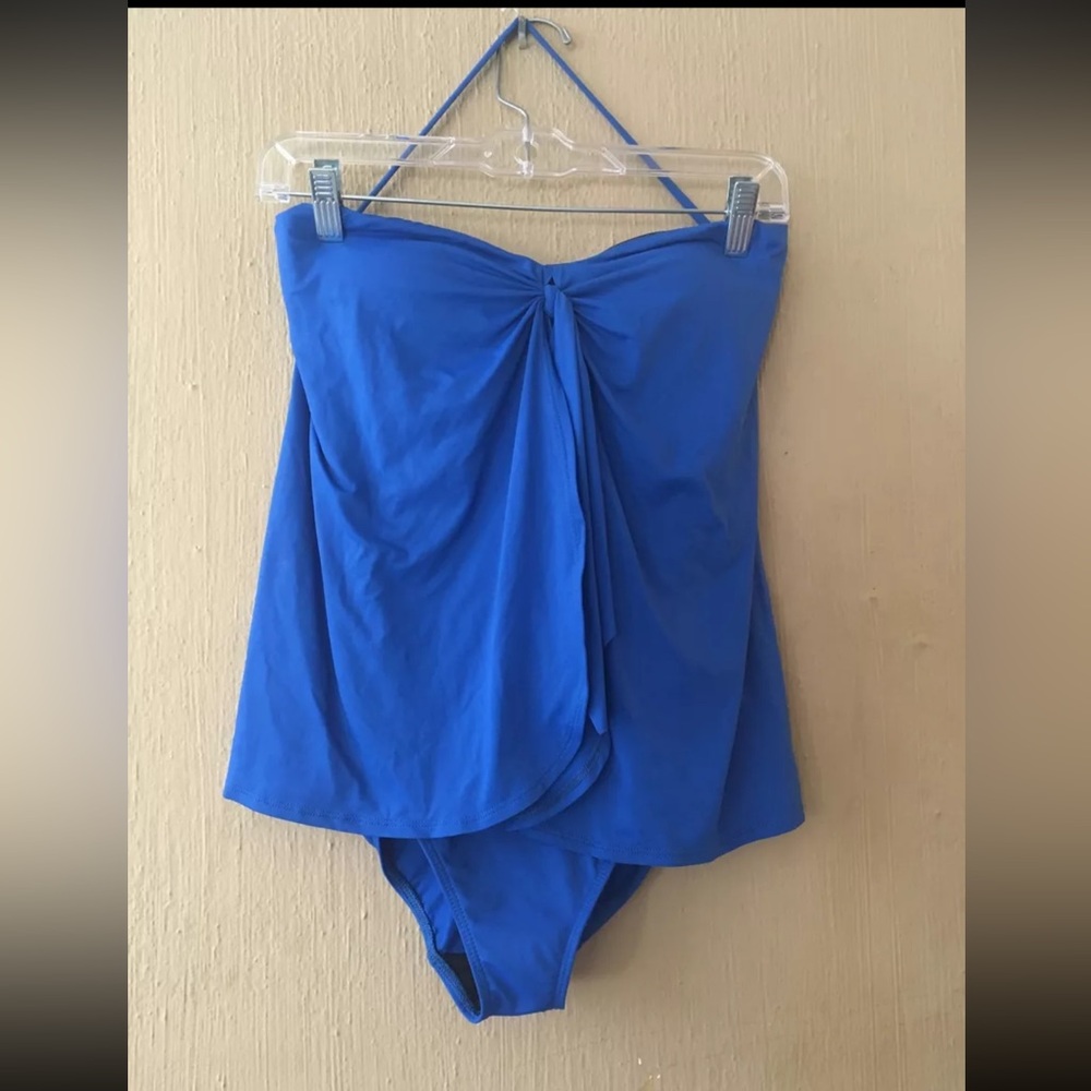Ralph Lauren Swim One Piece Sz 6 Marine Blue Flyaway skirt Swimsuit Small
